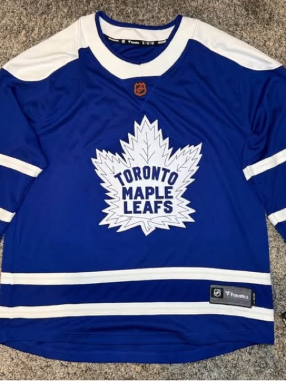 Fanatics Toronto Maple Leafs Royal Blue and White Hockey Jersey